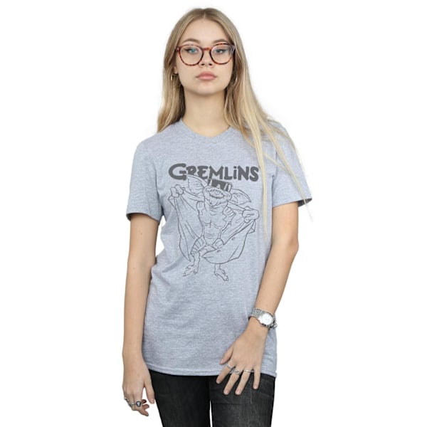 Gremlins Dam/Damer Spike´s Glasögon Bomull Boyfriend T-Shirt Sports Grey XL