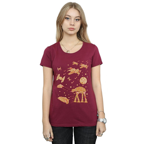 Star Wars Dam/Damer Gingerbread Battle Bomull T-shirt M Bourgogne Burgundy M