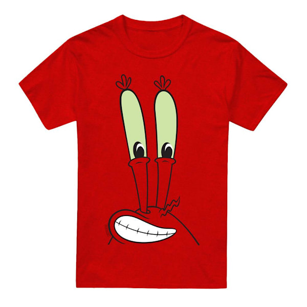 SvampBob Fyrkant Unisex Vuxen Leende Herr Krabba Ansikte T-Shirt Red L