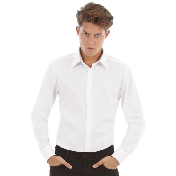 Kustom Kit Herr Långärmad Oxford Twill Skjorta 15,5 Vit White 15.5