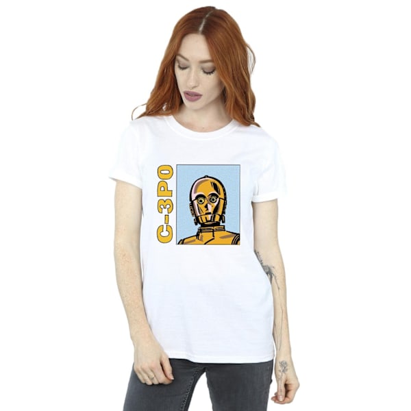 Star Wars Dam/Damer C3PO Line Art Bomull Boyfriend T-shirt White XXL