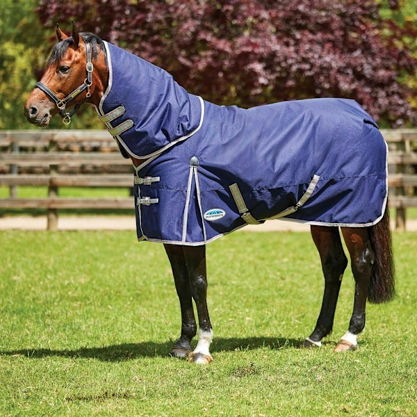 Weatherbeeta Comfitec Essential Lite Plus Avtagbar Hals Hästtäcke Navy/Silver/Red 5´ 9