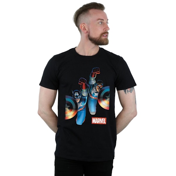 Marvel Herr Falcon Och Captain America Sida Vid Sida T-Shirt XXL Black XXL