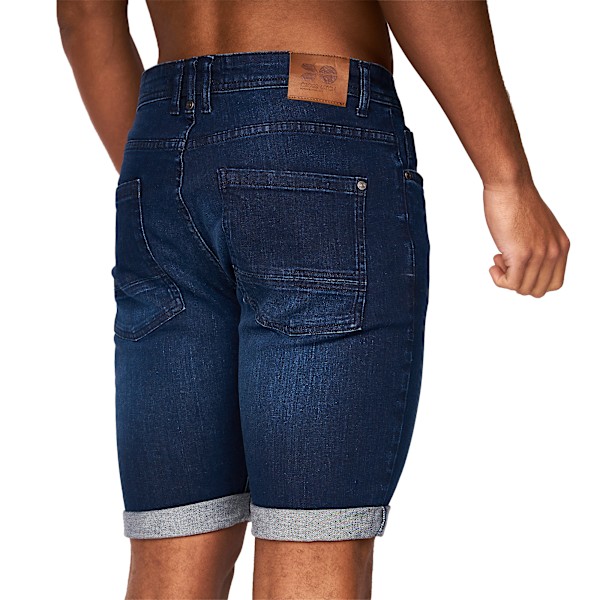 Crosshatch Herr Tadcaster Denim Shorts 34R Mörk Tvätt Dark Wash 34R