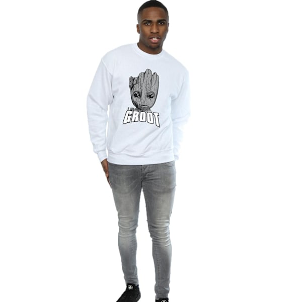 Marvel Herr Guardians Of The Galaxy Groot Ansikte Sweatshirt S Vit White S