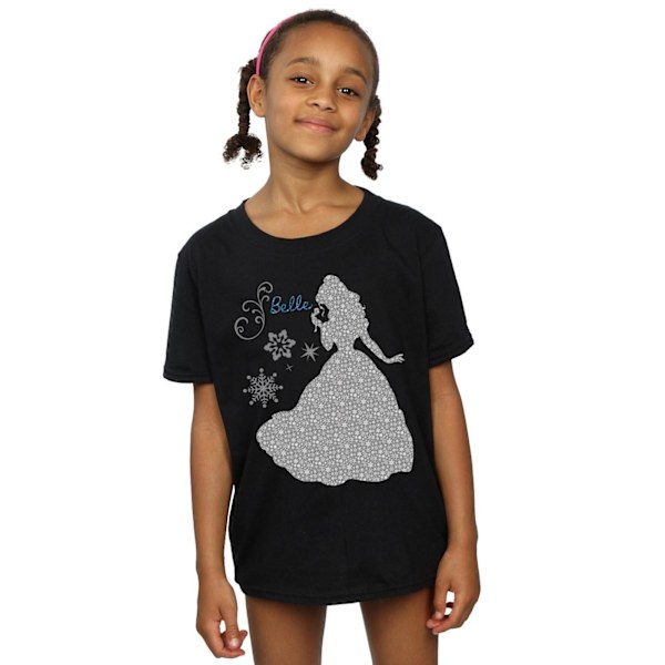 Disney Princess Girls Belle Jul Silhouette Bomull T-shirt Black 5-6 Years