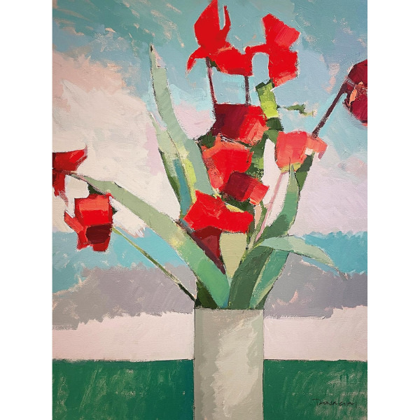 Paul Donaghy Red Irises Print 40cm x 30cm Flerfärgad Multicoloured 40cm x 30cm