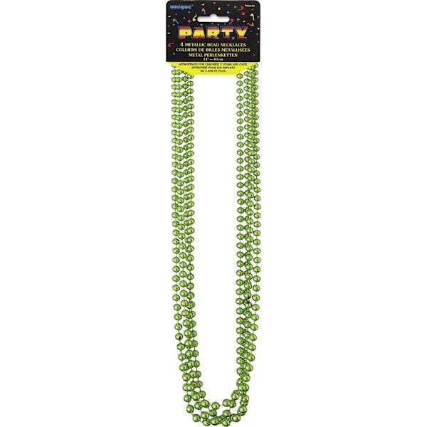 Unikt partypärlat metalliskt halsband (4-pack) En storlek lime Lime Green One Size
