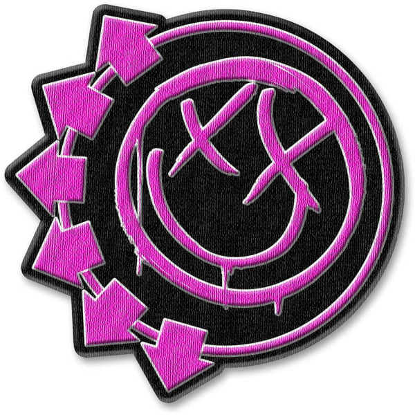 Blink 182 Six Arrow Woven Smile Iron On Patch One Size Neon Pin Neon Pink/Black One Size