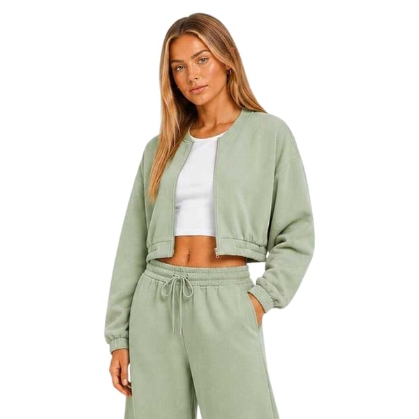 I Saw It First Dam/Dam Fleece Heldragkedja Avslappnad Passform Bomber Sage 8 UK