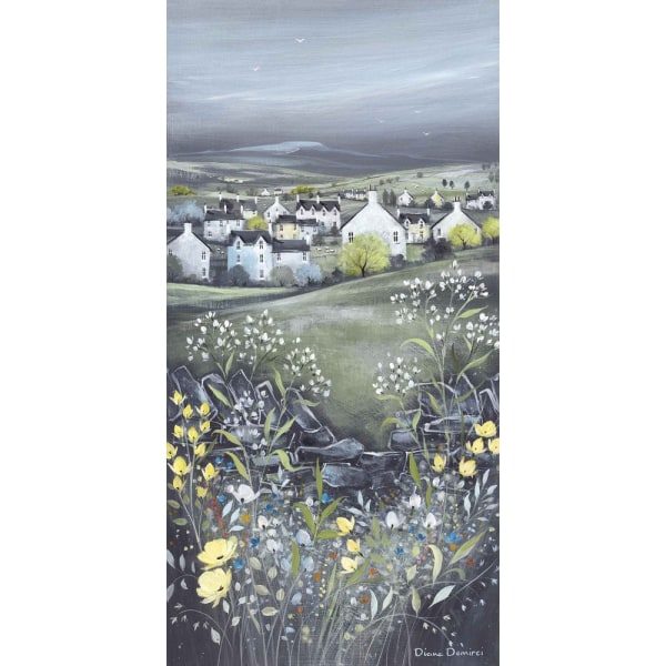 Diane Demirci Chalkboard Hills II Print 60cm x 30cm Grå/Grön/ Grey/Green/Yellow 60cm x 30cm