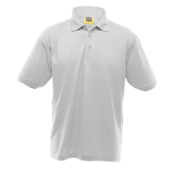 UCC 50/50 Herr tungviktspiké kortärmad poloskjorta White 3XL