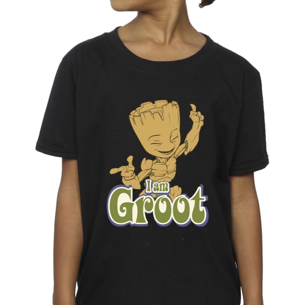 Guardians Of The Galaxy Girls Groot Dancing Cotton T-shirt 5-6 Black 5-6 Years