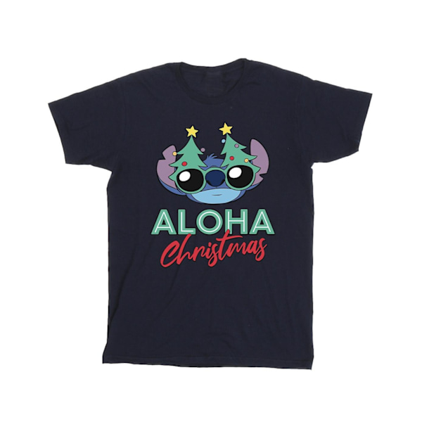 Disney Girls Lilo And Stitch Julgran Skuggor Bomull T-shirt Navy Blue 3-4 Years
