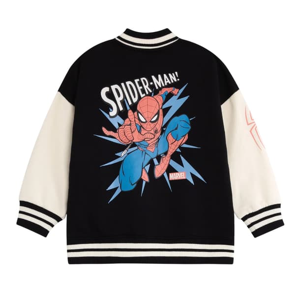 Spider-Man Pojkars Broderad Logotyp Varsity Jacka 4-5 År Svart Black 4-5 Years