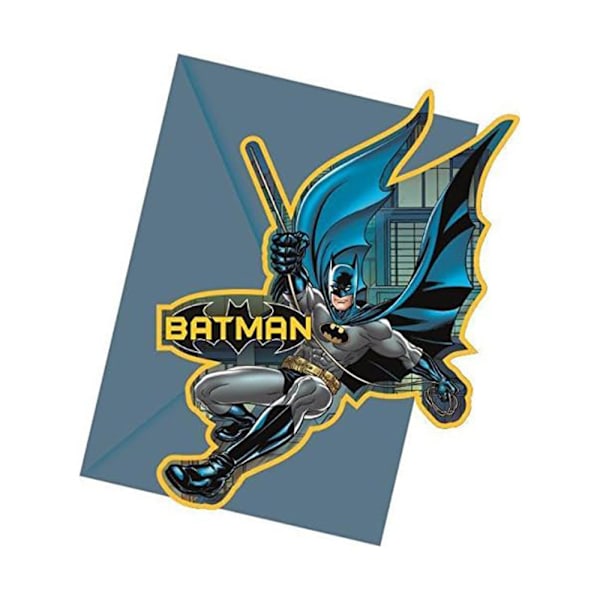 Batman-formade inbjudningar (6-pack) One Size Blå/Gul Blue/Yellow One Size