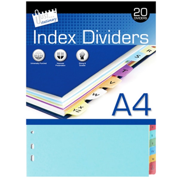 Just Stationery 20 A-Z A4 Pappersindexflikar En Storlek Flerfärgad Multicoloured One Size
