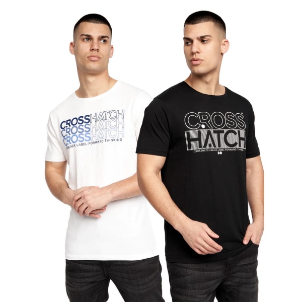Crosshatch Arnio T-shirt för män (förpackning om 2) L Svart/Vit Black/White L