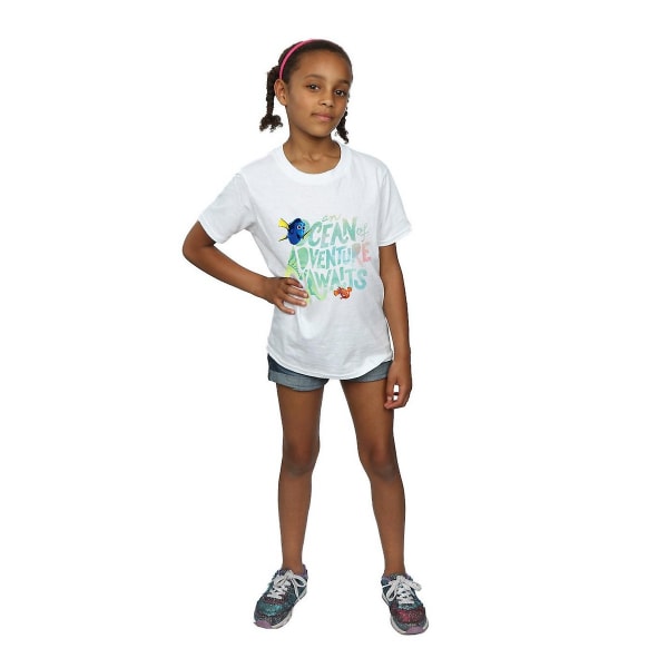 Finding Dory Girls Ocean Adventure Bomull T-shirt 5-6 år Vit White 5-6 Years