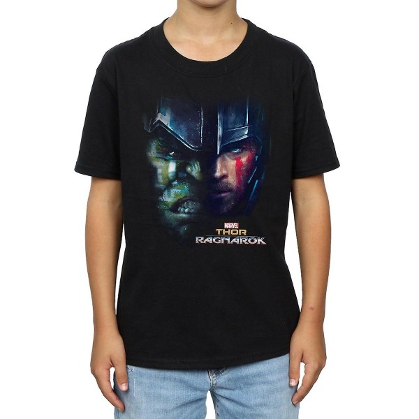 Thor: Ragnarok Boys Hulk Split Face T-shirt i bomull 7-8 år Bl Black 7-8 Years