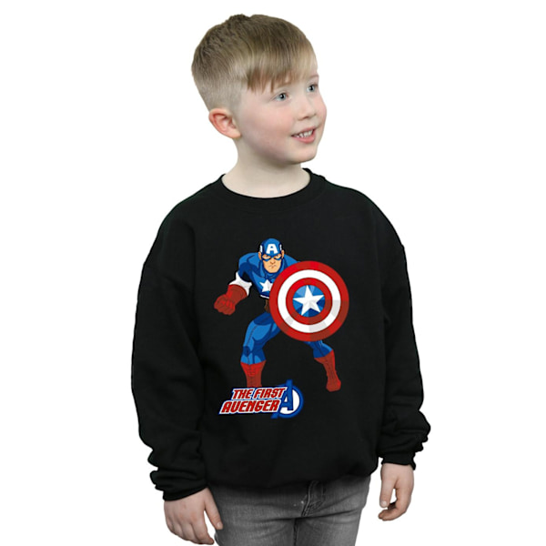Captain America Pojkar The First Avenger Sweatshirt 7-8 År Svart Black 7-8 Years