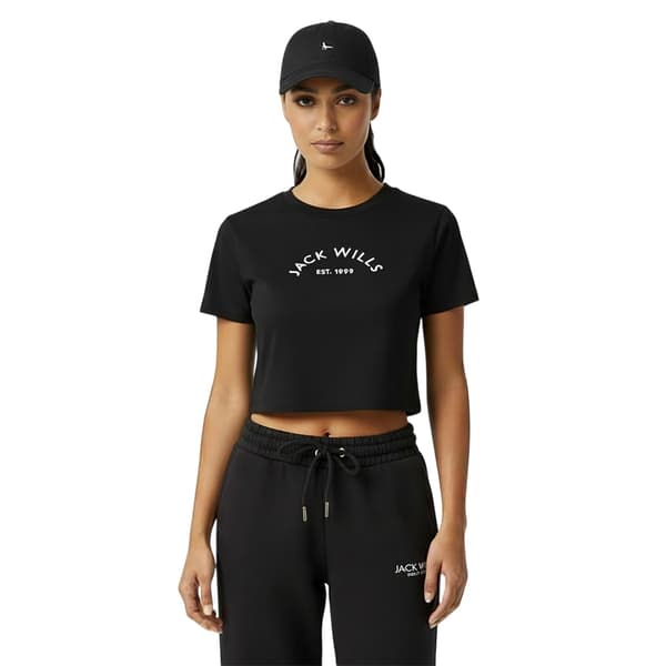Jack Wills Dam/Dam 1 Bomull Crop T-shirt 6 UK Svart Black 6 UK