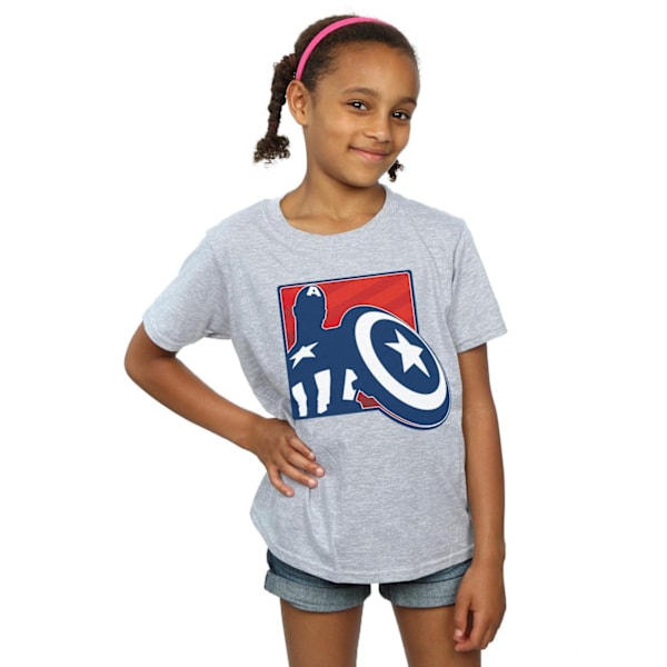 Marvel Girls Avengers Captain America Outline Bomull T-shirt 5- Sports Grey 5-6 Years