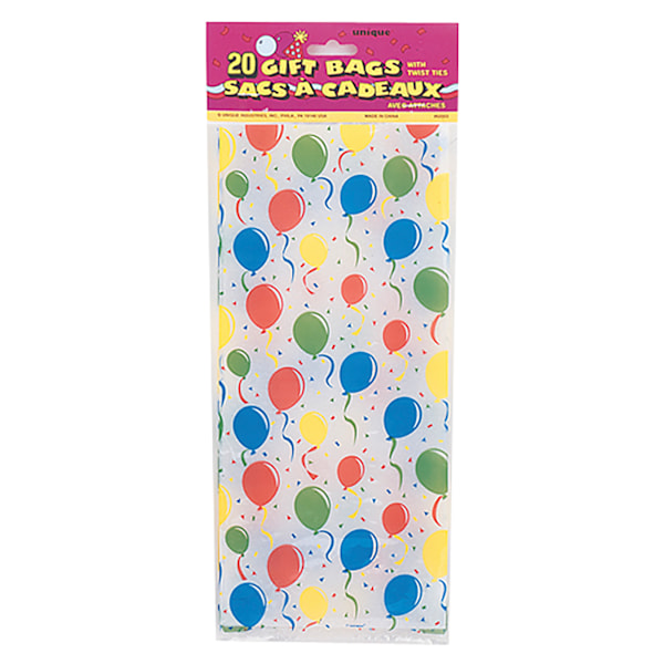Unika festballong cellofanpåsar (20-pack) En storlek Flerfärgad Multicoloured One Size