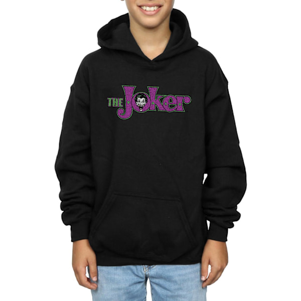 DC Comics Boys The Joker Crackle Logo Hoodie 12-13 år Svart Black 12-13 Years