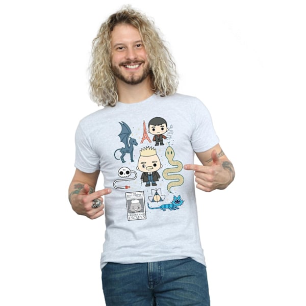 Fantastiska vidunder Mäns Chibi Grindelwald T-shirt 3XL Sports Grey Sports Grey 3XL