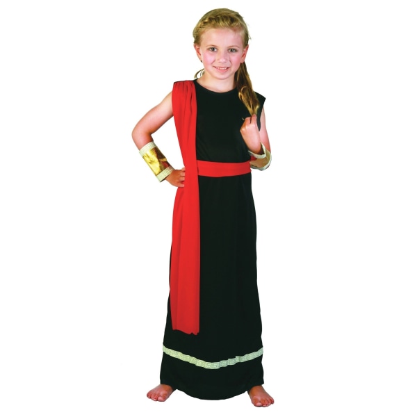 Bristol Novelty Romersk kostym för barn/flickor M Svart/Röd/Guld Black/Red/Gold M