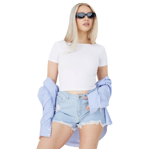 Brave Soul Pixie Fitted Scoop Tee L Vit White L