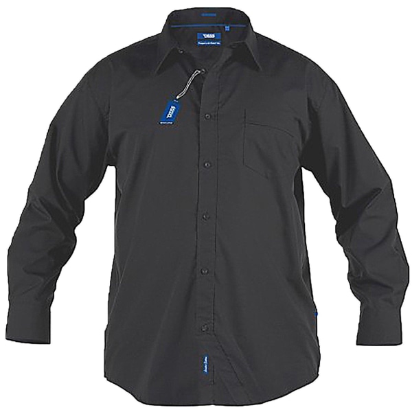 D555 Herr Corbin Kingsize långärmad klassisk vanlig skjorta 4XL Black 4XL