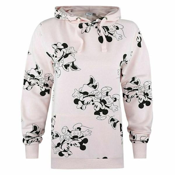 Disney Dam/Dam Mickey & Minnie Mouse All-Over Print Hoodi Pale Pink XL