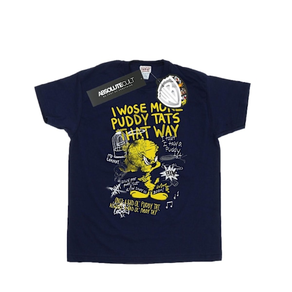 Looney Tunes Girls Tweety Pie More Puddy Tats Bomull T-shirt 12 Navy Blue 12-13 Years