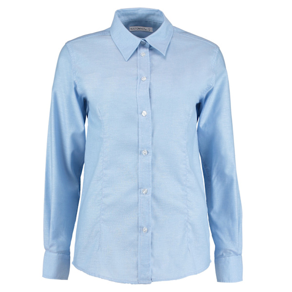 Kustom Kit Dam Oxford Skjorta med Lång Ärm, Slank Passform, Storlek 24 Light Blue 24 UK