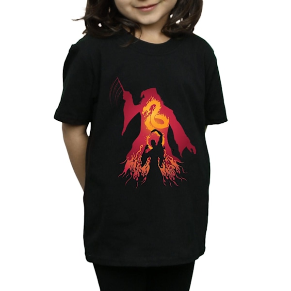 Harry Potter T-shirt i bomull med Dumbledore-silhuett för flickor, 5-6 år Black 5-6 Years