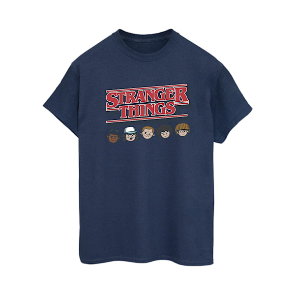 Netflix Dam/Kvinnor Stranger Things Karikatur Logo Bomull Boyfriend T-Shirt XL Marinblå Navy Blue XL