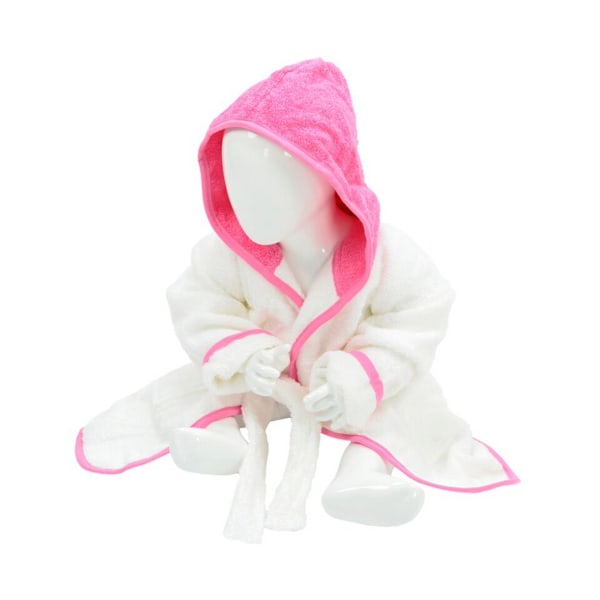 A&R Towels Baby/Toddler Babiezz Badrock med huva 12/24 månader Vit/Rosa White/Pink 12/24 Months