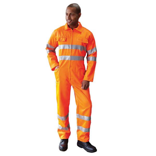 Yoko Hi-Vis Polycotton Overall / Herrarbetskläder (2-pack) S H Hi Vis Orange S