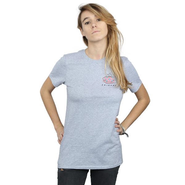 Friends Dam/Damer Kaffe Kopp Bröst Tryck Bomull Pojkvän Sports Grey M