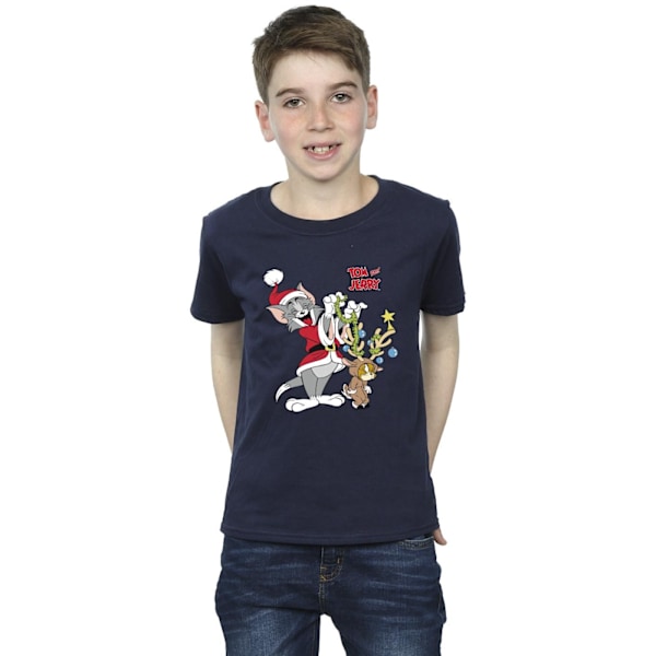 Tom & Jerry Pojkar Jul Ren T-shirt 3-4 År Marinblå Navy Blue 3-4 Years
