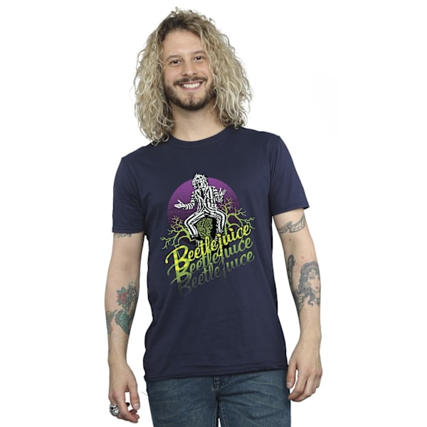 Beetlejuice Herr Lila Cirkel T-shirt L Marinblå Navy Blue L