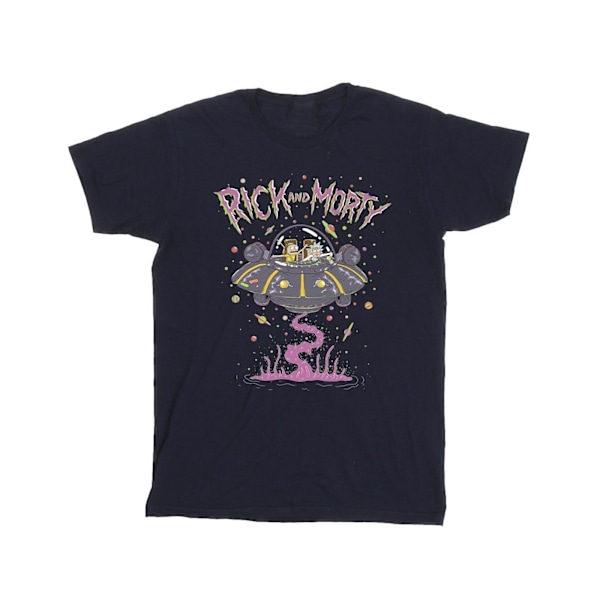 Rick And Morty Herr Rosa Rymdskepp T-shirt 4XL Marinblå Navy Blue 4XL
