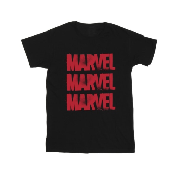 Marvel Herr Röd Spray Logos T-Shirt S Svart Black S
