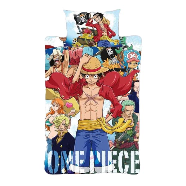 One Piece Squad Vändbart Påslakanset Enkelt Flerfärgat Multicoloured Single