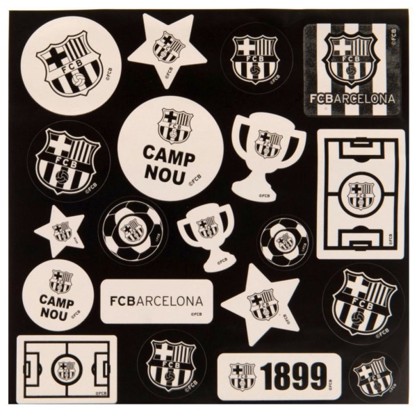 FC Barcelona-klistermärken (paket med 20) One Size Vit/Svart White/Black One Size