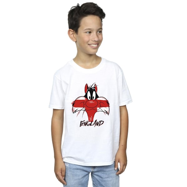 Looney Tunes Boys Sylvester England Face T-Shirt 12-13 år Vit White 12-13 Years