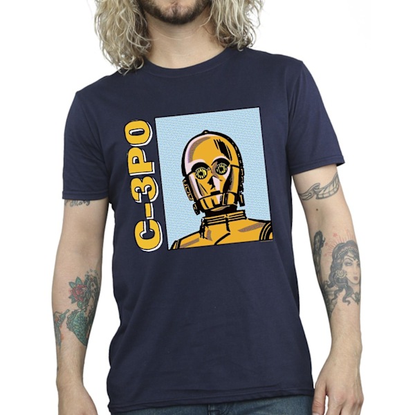 Star Wars C3PO Line Art T-shirt för män, 3XL, marinblå Navy Blue 3XL