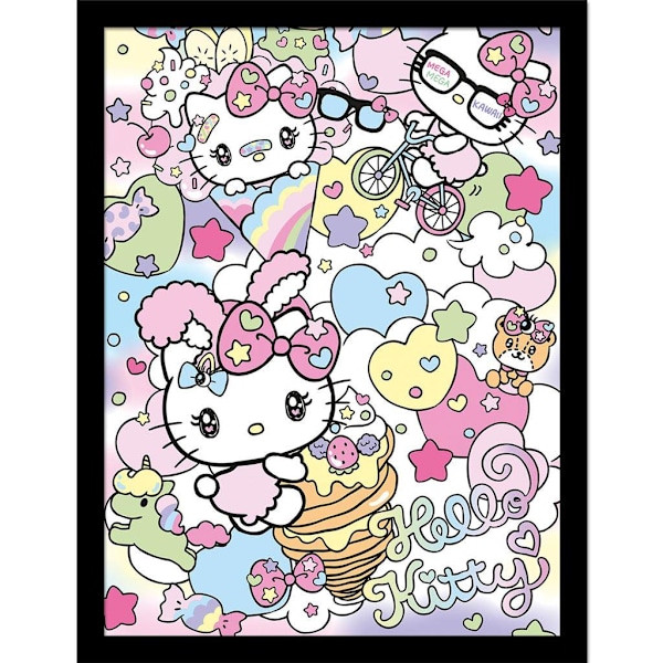 Hello Kitty Harajuko Inramad Poster 40cm x 30cm Flerfärgad Multicoloured 40cm x 30cm